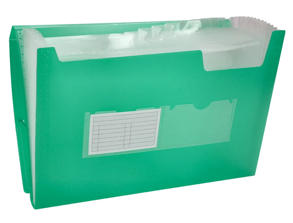 Trieur liderpapel polypropylène a4 210x297mm 700 microns 13 compartiments fermeture élastique translucide coloris vert