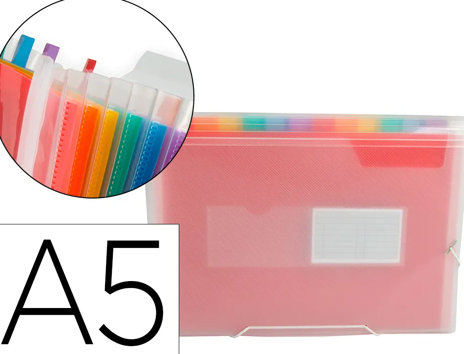 Trieur liderpapel série spectrafile pp 700 microns a5 148x210mm 13 compartiments couleur coloris frosty transparent