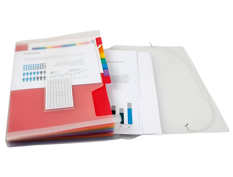 Trieur liderpapel série spectrafile pp 700 microns a5 148x210mm 13 compartiments couleur coloris frosty transparent
