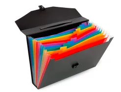 Trieur valisette rainbow class 12 compartiments polypropylene a4 38x26x6cm coloris noir