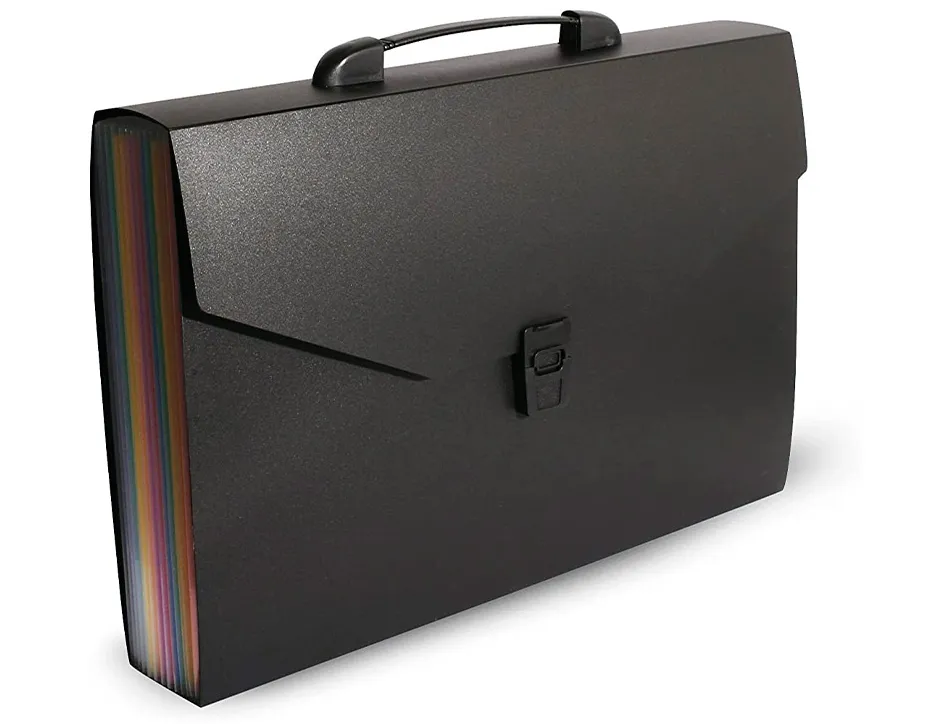Trieur valisette rainbow class 12 compartiments polypropylene a4 38x26x6cm coloris noir