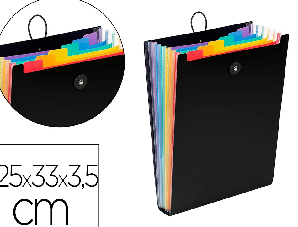 Trieur viquel rainbow class polypropylene 7/10e 250x330mm vertical a soufflet 6 positions fermeture elastique