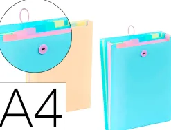 Trieur viquel rainbow pastel pour sac a dos 6 compartiments polypropylene a4 25x33x3,5cm