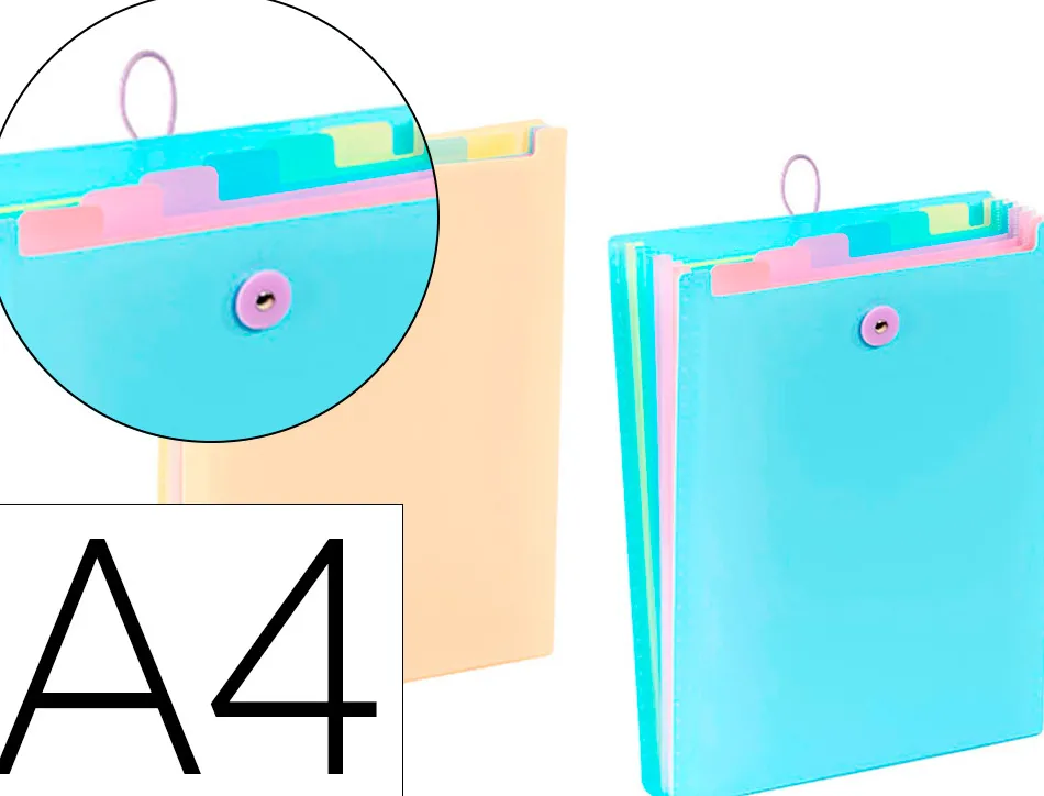Trieur viquel rainbow pastel pour sac a dos 6 compartiments polypropylene a4 25x33x3,5cm
