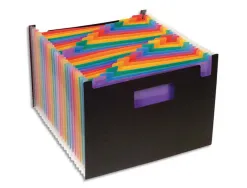 Trieur viquel seatcase rainbow class à soufflets pp 7/100e a4 24 positions 2 poignées coloris noir intérieur multicolore