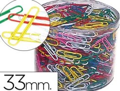 Trombone nickele liderpapel 33mm coloris assortis boite de 1000 unites