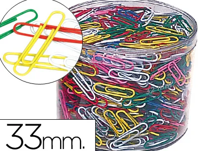 Trombone nickele liderpapel 33mm coloris assortis boite de 1000 unites