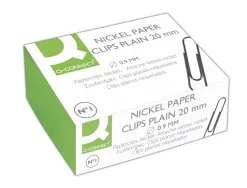 Trombone q-connect nickelé bout rond 20mm boîte carton 100 unités