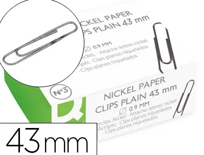 Trombone q-connect nickele n 3 bout rond 43mm boite 100 unites