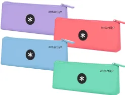 Trousse antartik triangulaire 1 compartiment silicone soft touch coloris pastels assortis