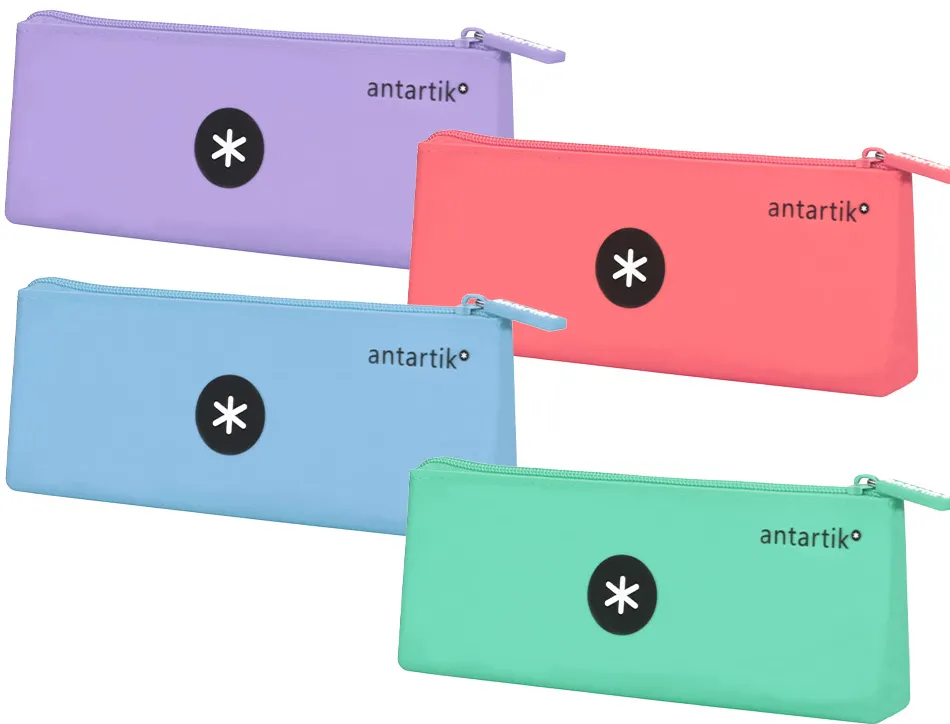 Trousse antartik triangulaire 1 compartiment silicone soft touch coloris pastels assortis