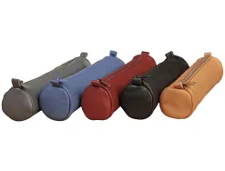 Trousse clairefontaine nomaddict cuir ronde 185x40mm coloris aleatoires