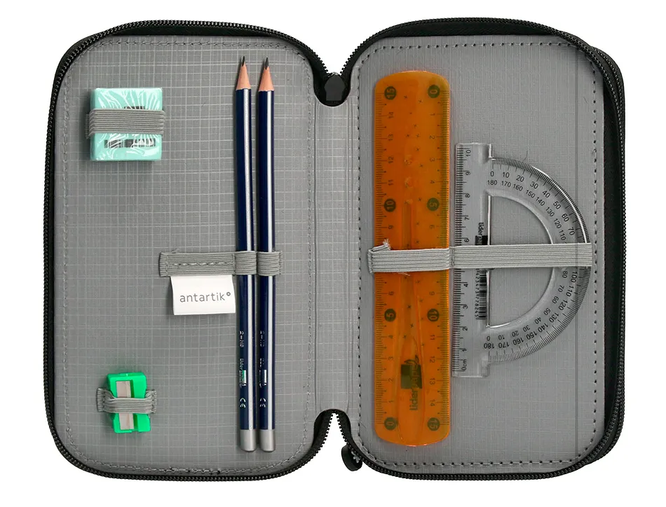 Trousse garnie antartik 3 compartiments 36 pieces rouge
