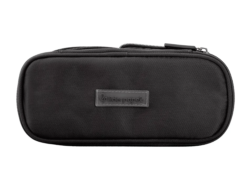 Trousse liderpapel color pop 2 fermetures eclair avec 1 compartiment extensible coloris noir 230x60mm