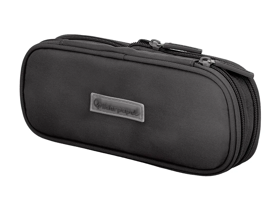Trousse liderpapel color pop 2 fermetures eclair avec 1 compartiment extensible coloris noir 230x60mm