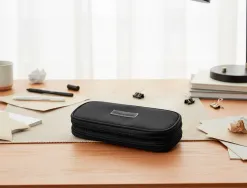 Trousse liderpapel color pop 2 fermetures eclair avec 1 compartiment extensible coloris noir 230x60mm