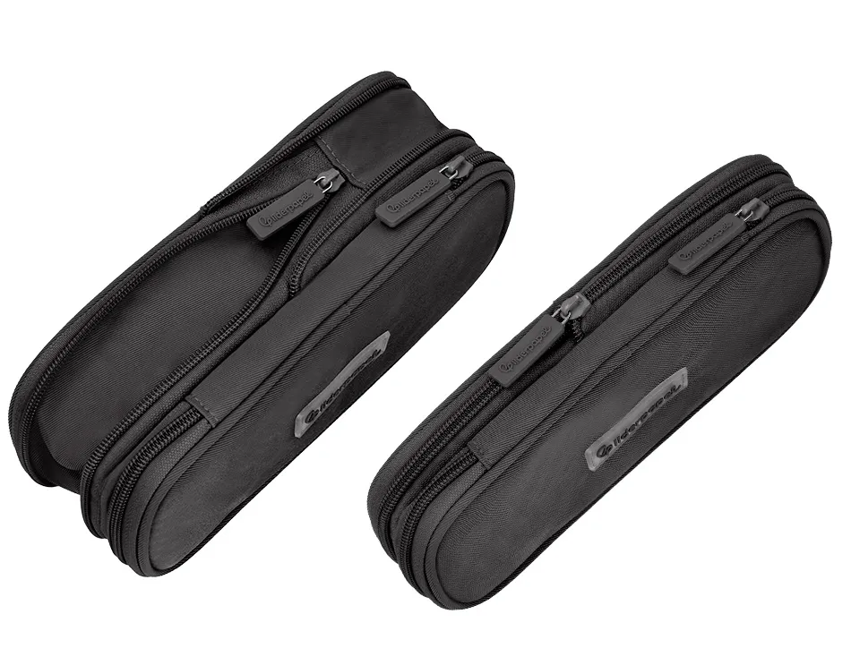 Trousse liderpapel color pop 2 fermetures eclair avec 1 compartiment extensible coloris noir 230x60mm