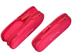 Trousse liderpapel color pop 2 fermetures eclair avec 1 compartiment extensible coloris rose fuschia 230x60mm