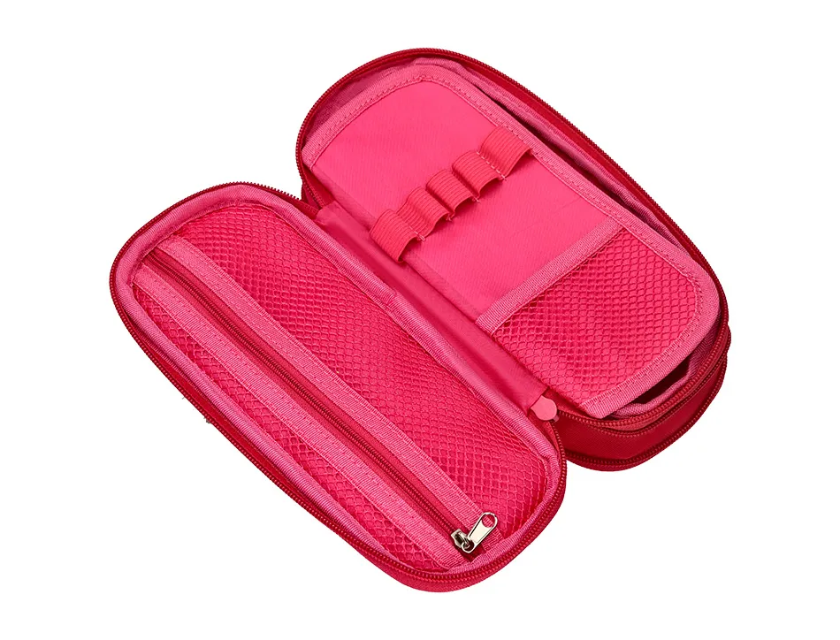 Trousse liderpapel color pop 2 fermetures eclair avec 1 compartiment extensible coloris rose fuschia 230x60mm