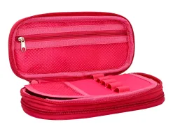 Trousse liderpapel color pop 2 fermetures eclair avec 1 compartiment extensible coloris rose fuschia 230x60mm