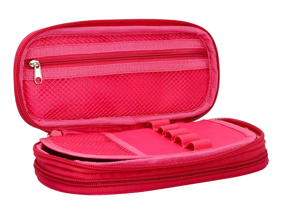 Trousse liderpapel color pop 2 fermetures eclair avec 1 compartiment extensible coloris rose fuschia 230x60mm