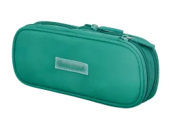 Trousse liderpapel color pop 2 fermetures eclair avec 1 compartiment extensible coloris turquoise 230x60mm