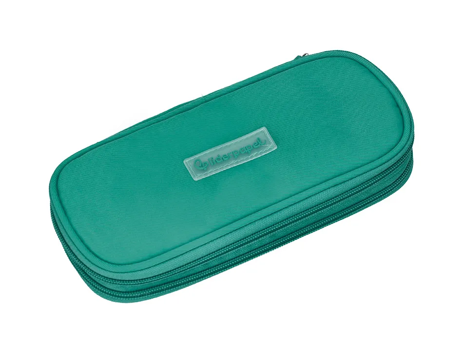 Trousse liderpapel color pop 2 fermetures eclair avec 1 compartiment extensible coloris turquoise 230x60mm