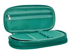 Trousse liderpapel color pop 2 fermetures eclair avec 1 compartiment extensible coloris turquoise 230x60mm