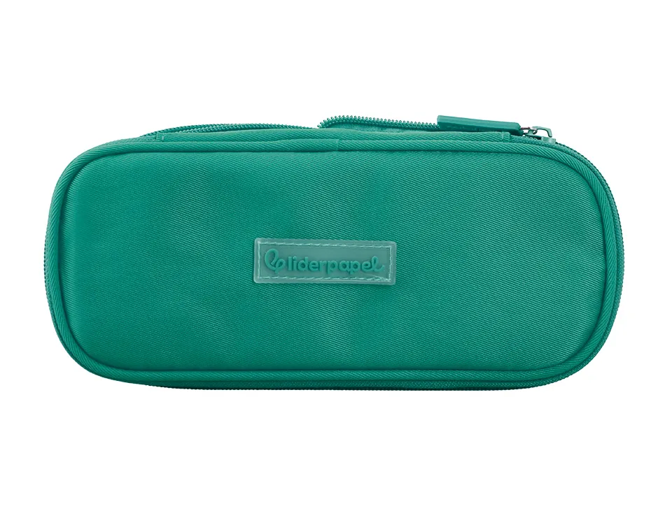 Trousse liderpapel color pop 2 fermetures eclair avec 1 compartiment extensible coloris turquoise 230x60mm