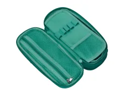 Trousse liderpapel color pop 2 fermetures eclair avec 1 compartiment extensible coloris turquoise 230x60mm