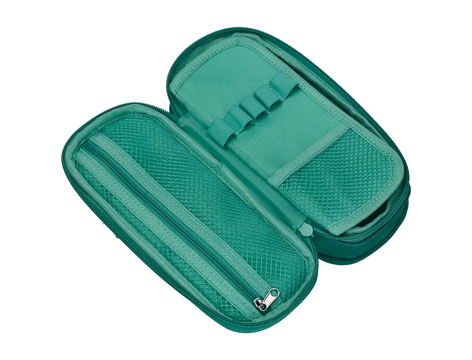 Trousse liderpapel color pop 2 fermetures eclair avec 1 compartiment extensible coloris turquoise 230x60mm