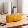 Trousse liderpapel color pop 2 fermetures eclair avec 1 compartiment extensible coloris jaune 230x60mm