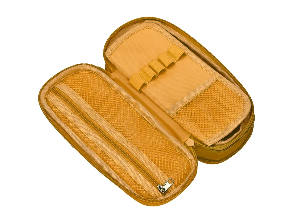 Trousse liderpapel color pop 2 fermetures eclair avec 1 compartiment extensible coloris jaune 230x60mm