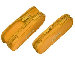 Trousse liderpapel color pop 2 fermetures eclair avec 1 compartiment extensible coloris jaune 230x60mm