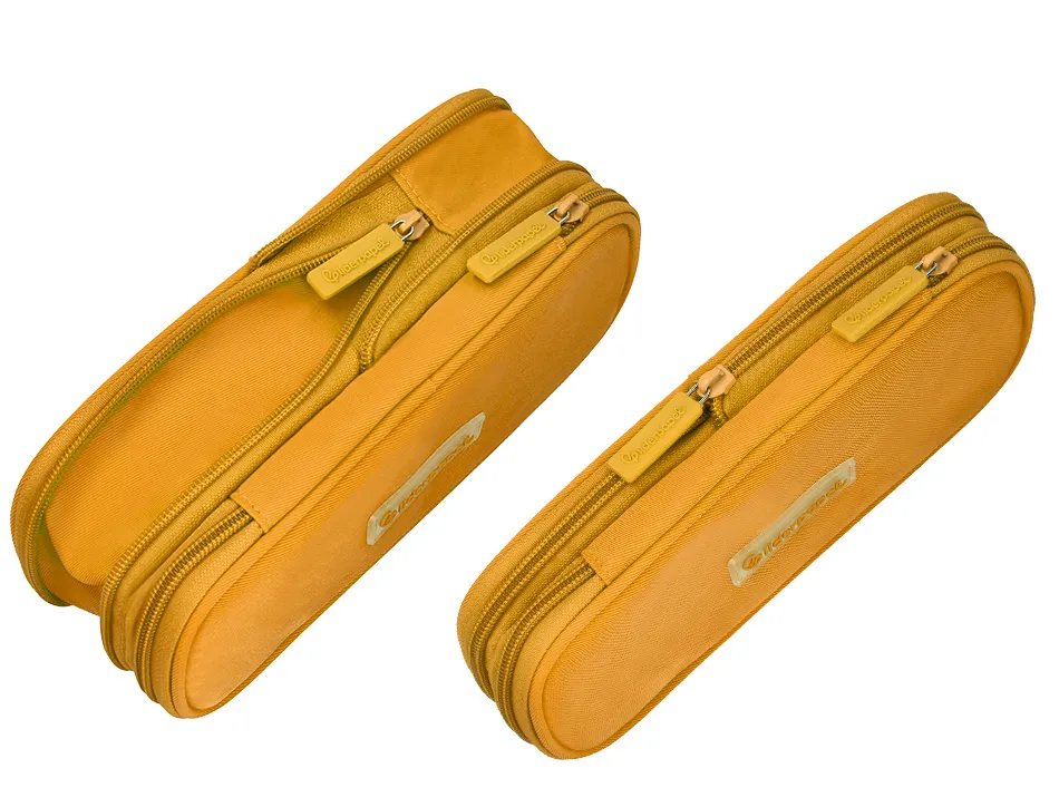 Trousse liderpapel color pop 2 fermetures eclair avec 1 compartiment extensible coloris jaune 230x60mm