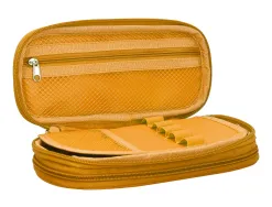 Trousse liderpapel color pop 2 fermetures eclair avec 1 compartiment extensible coloris jaune 230x60mm