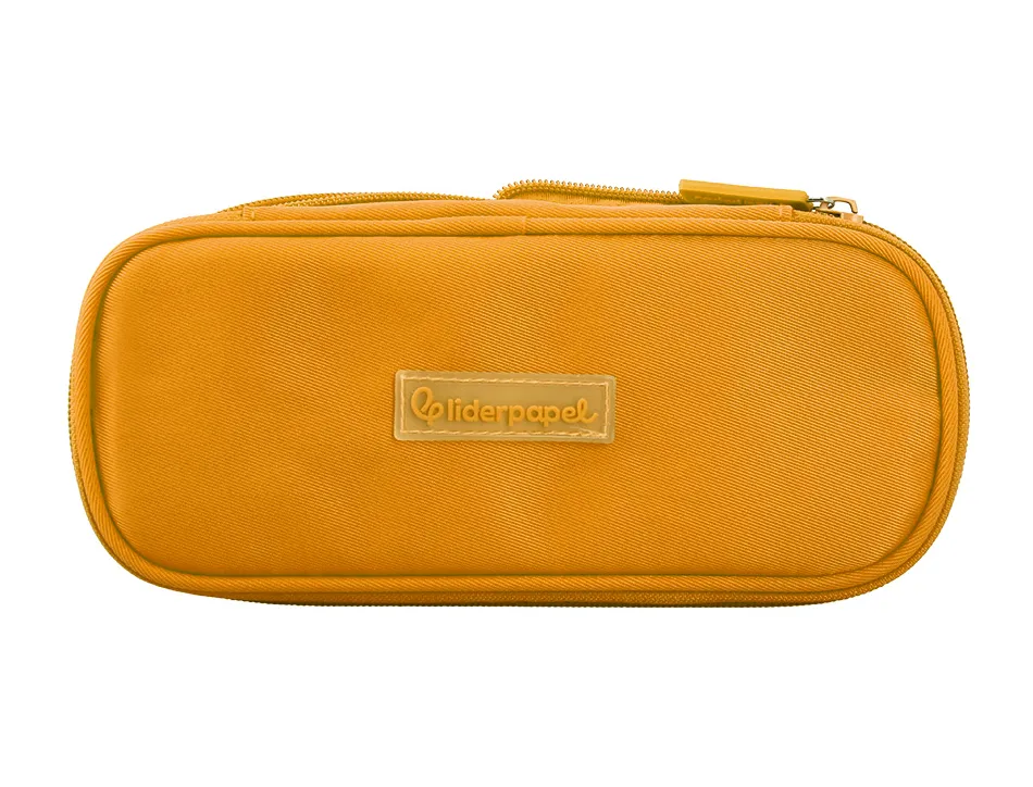 Trousse liderpapel color pop 2 fermetures eclair avec 1 compartiment extensible coloris jaune 230x60mm