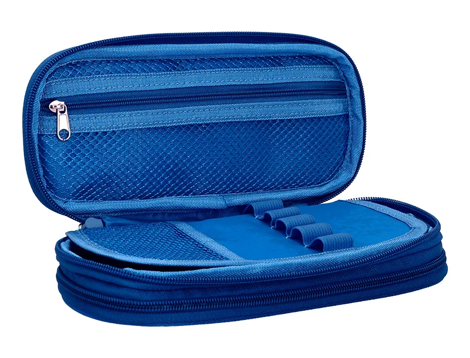 Trousse liderpapel color pop 2 fermetures eclair avec 1 compartiment extensible coloris bleu 230x60mm
