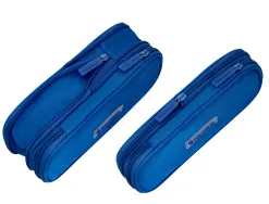 Trousse liderpapel color pop 2 fermetures eclair avec 1 compartiment extensible coloris bleu 230x60mm