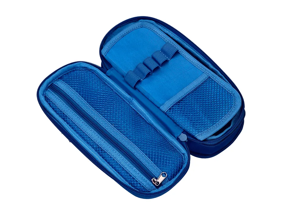 Trousse liderpapel color pop 2 fermetures eclair avec 1 compartiment extensible coloris bleu 230x60mm