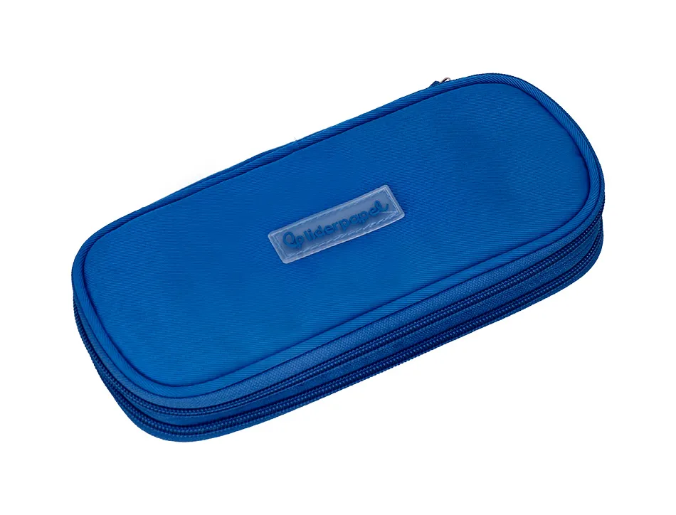 Trousse liderpapel color pop 2 fermetures eclair avec 1 compartiment extensible coloris bleu 230x60mm