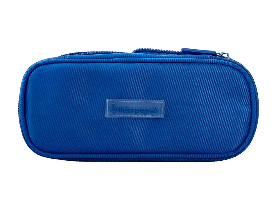 Trousse liderpapel color pop 2 fermetures eclair avec 1 compartiment extensible coloris bleu 230x60mm