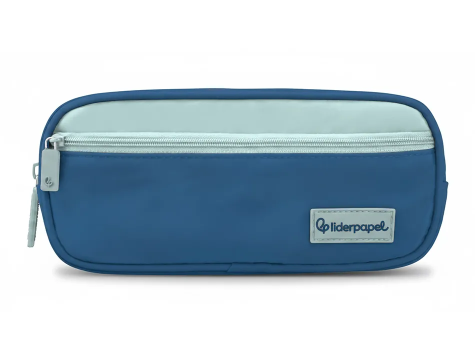 Trousse liderpapel duo 3 fermetures eclair avec poche a l'avant coloris bleu fonce 220x90x70mm