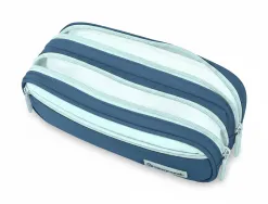 Trousse liderpapel duo 3 fermetures eclair avec poche a l'avant coloris bleu fonce 220x90x70mm