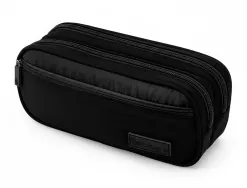 Trousse liderpapel duo 3 fermetures eclair avec poche a l'avant coloris noir 220x90x70mm