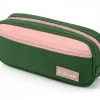 Trousse liderpapel duo 2 fermetures eclair avec poche a l'avant coloris vert militaire 220x90x50mm