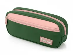 Trousse liderpapel duo 2 fermetures eclair avec poche a l'avant coloris vert militaire 220x90x50mm