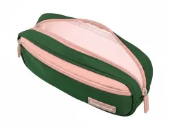 Trousse liderpapel duo 2 fermetures eclair avec poche a l'avant coloris vert militaire 220x90x50mm