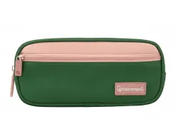 Trousse liderpapel duo 2 fermetures eclair avec poche a l'avant coloris vert militaire 220x90x50mm