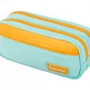 Trousse liderpapel duo 3 fermetures eclair avec poche a l'avant coloris bleu clair 220x90x70 mm